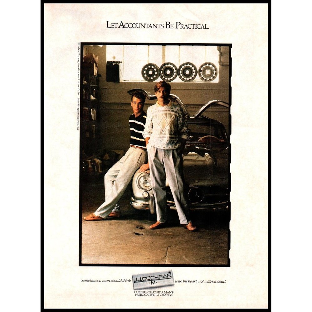 1989 JJ Cochran Vintage Print Ad Mercedes S Gull Wing Doors Roadster Wall Art